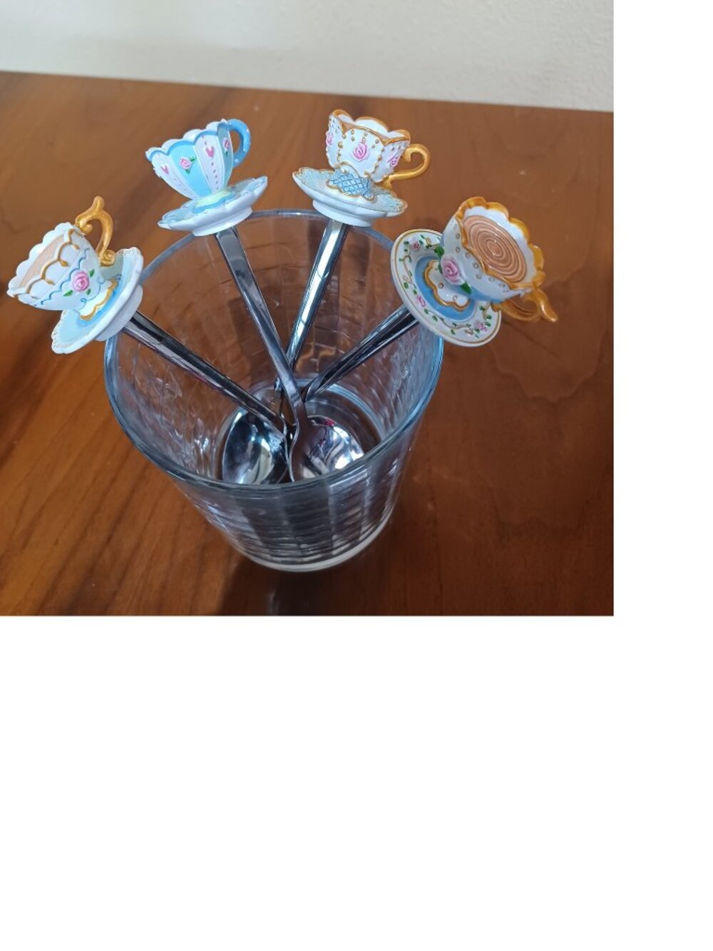 Set 4 TEA PARTY Demitasse Tea Spoons Garden Party Tea Cup Tops Stainless Steel